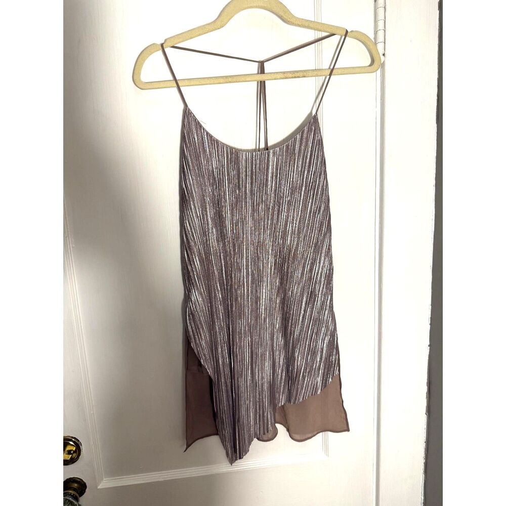 Willow & Clay Shimmery Pleated and Sheer Purple Top